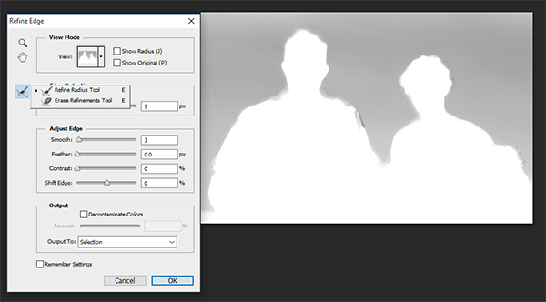 Refine-edge-settings-new1 Как добавить цвет на старую фотографию в Photoshop