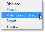 choose-polar-coordinates1 Текст с эффектом взрыва в Photoshop