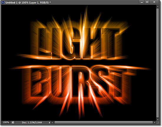light-burst-text-effect-cs61-1 Текст с эффектом взрыва в Photoshop